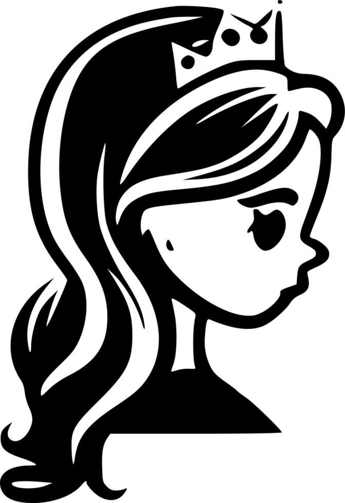 princesa - negro y blanco aislado icono - vector ilustración