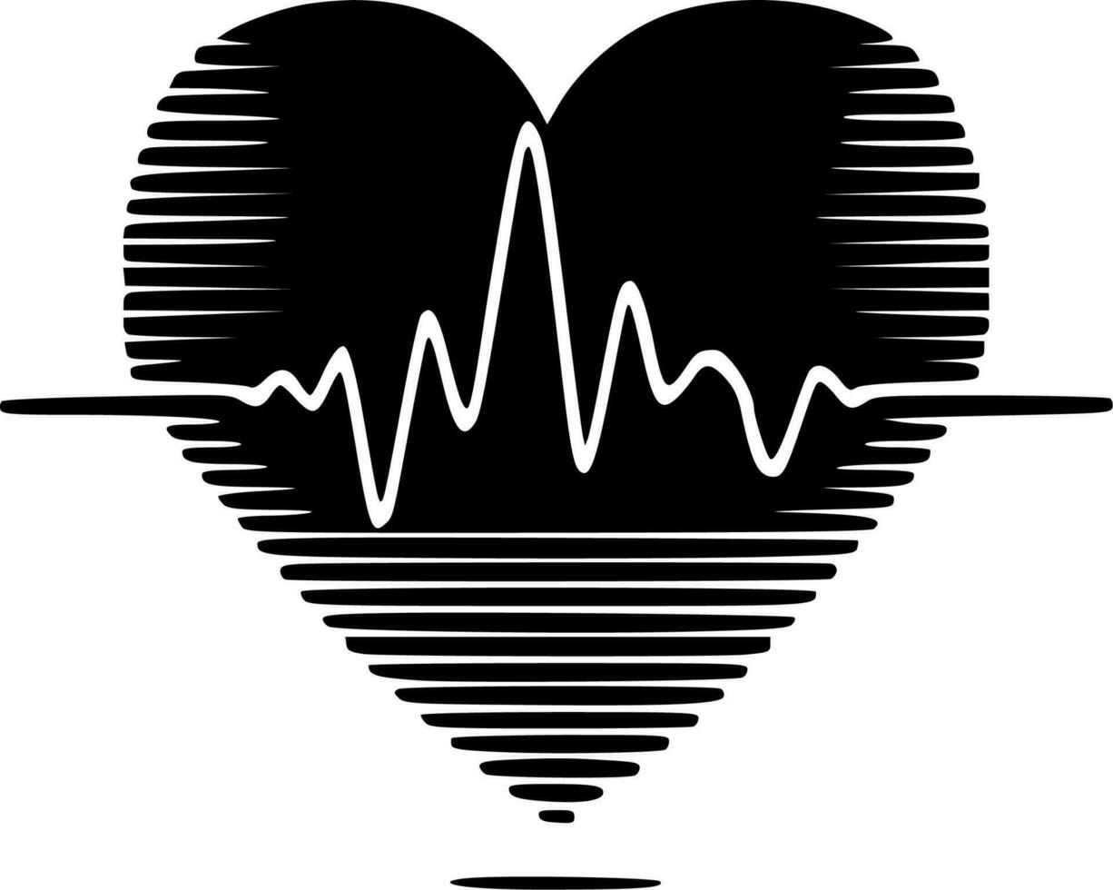 Heartbeat - Black and White Isolated Icon - Vector illustration
