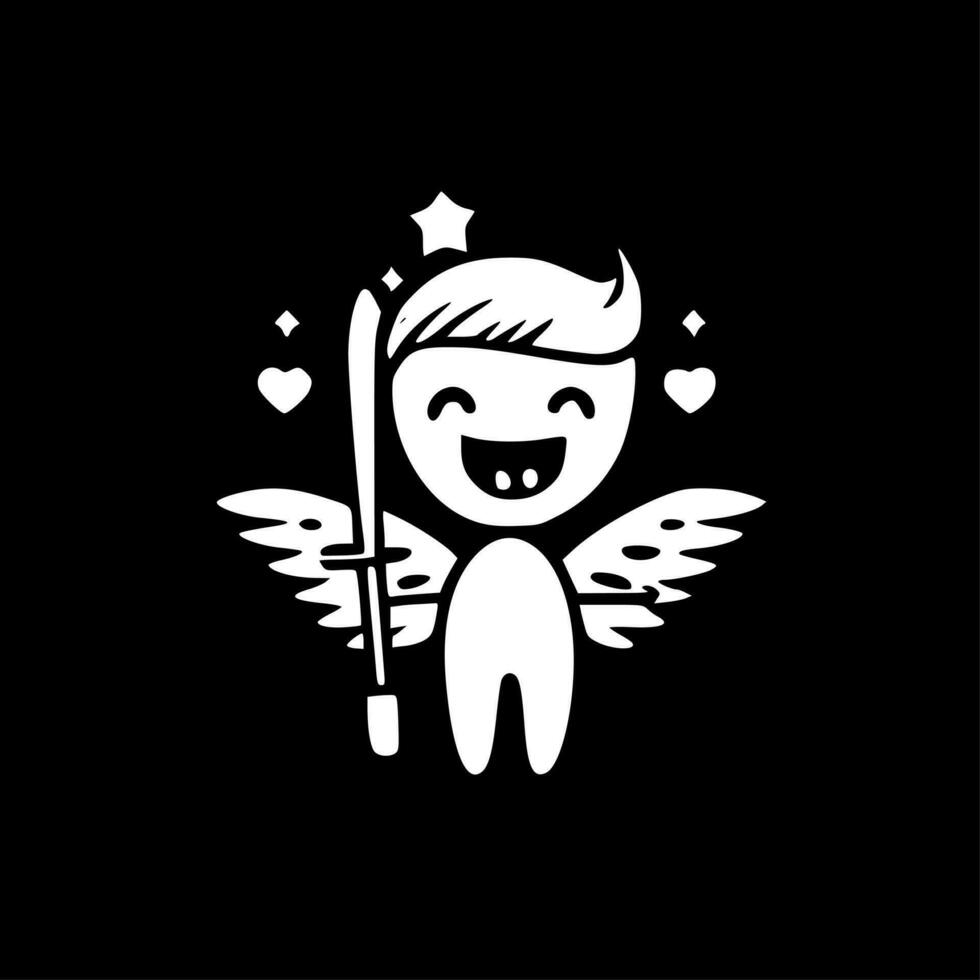Tooth Fairy, Black and White Vector illustration