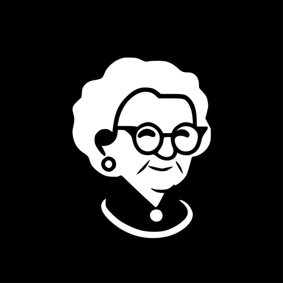 Grandma, Black and White Vector illustration