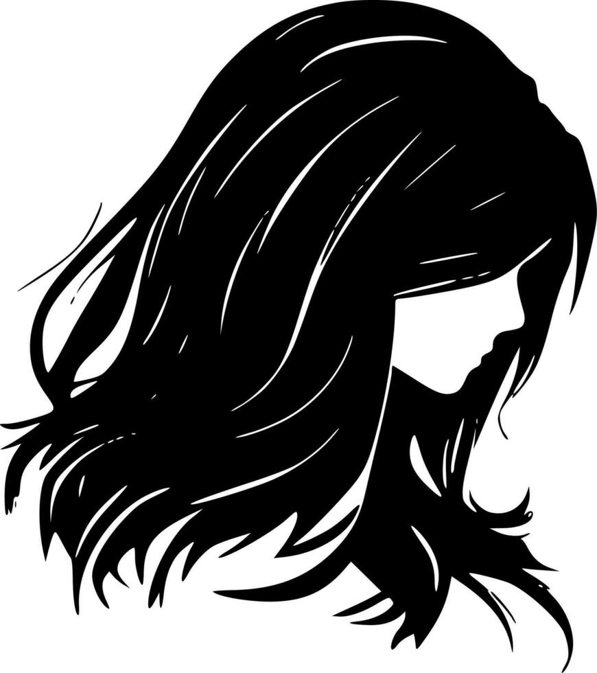 Hair, Black and White Vector illustration