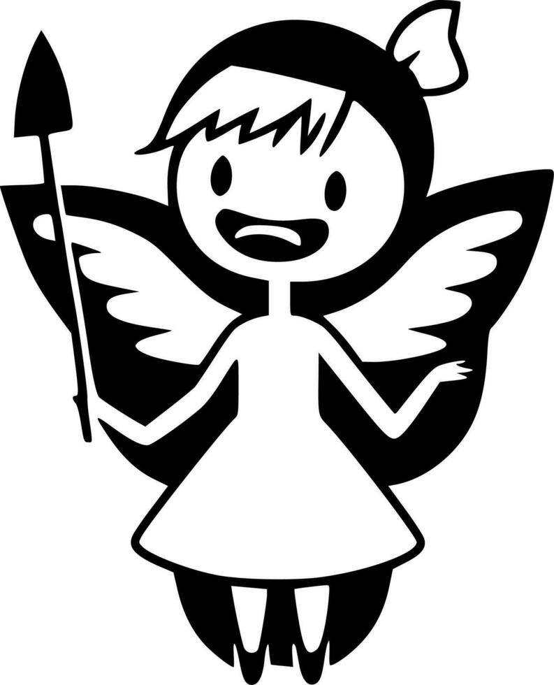 Tooth Fairy - Black and White Isolated Icon - Vector illustration