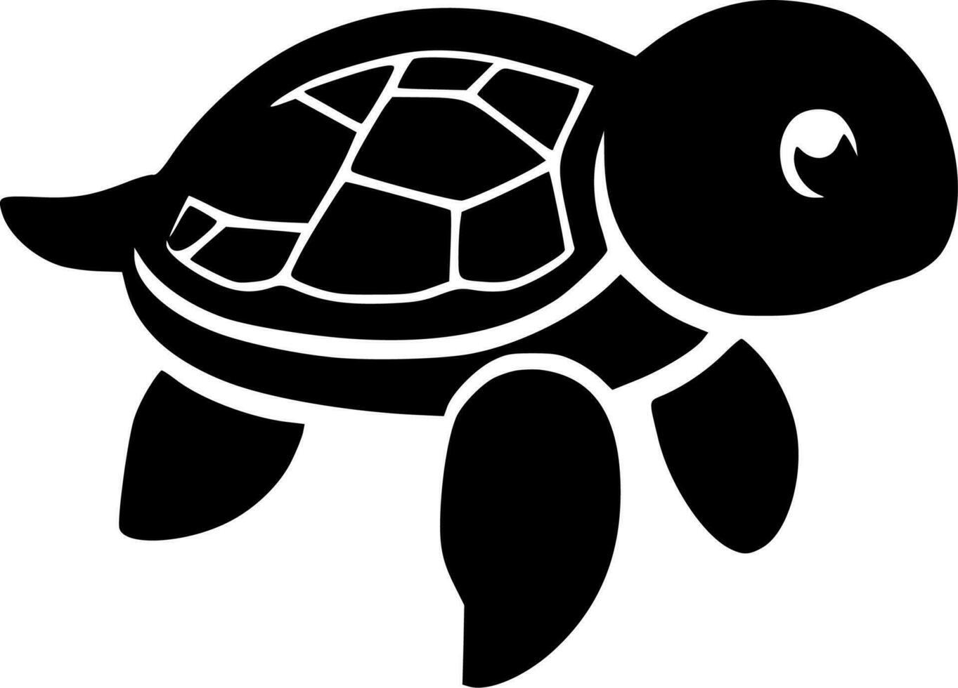 Turtle, Black and White Vector illustration