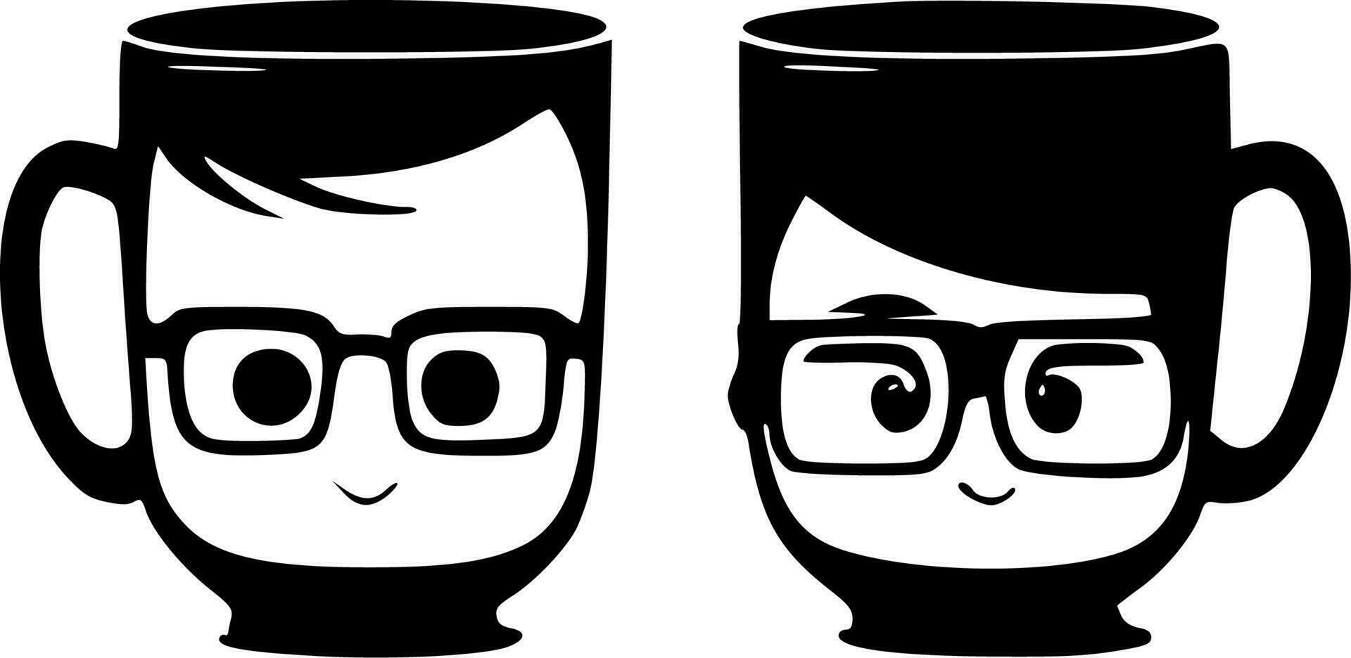 Mugs - Black and White Isolated Icon - Vector illustration