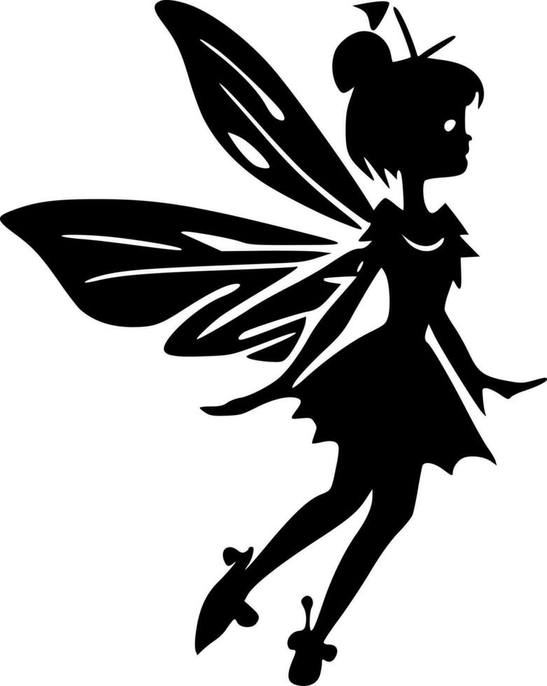 Fairy - Black and White Isolated Icon - Vector illustration