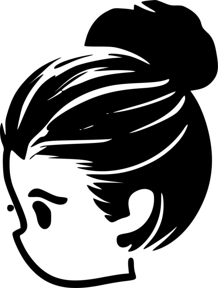 Messy Bun - Black and White Isolated Icon - Vector illustration