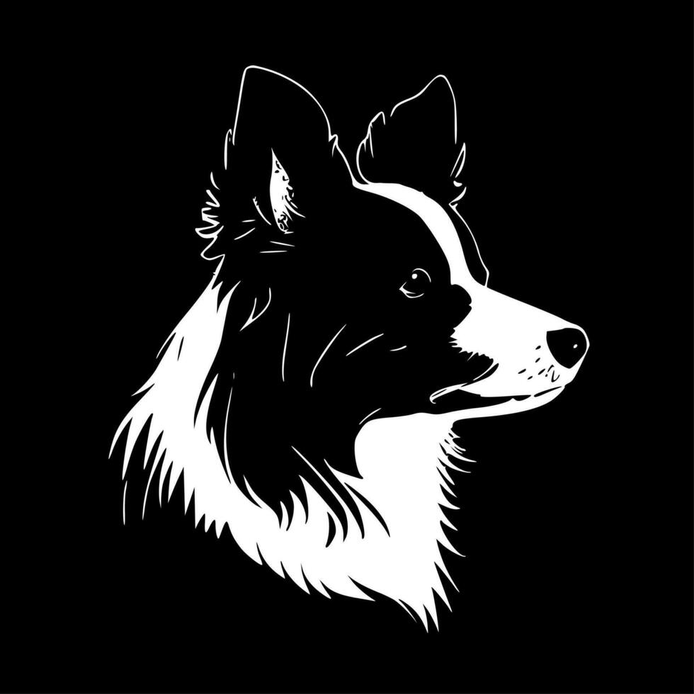 frontera collie - negro y blanco aislado icono - vector ilustración