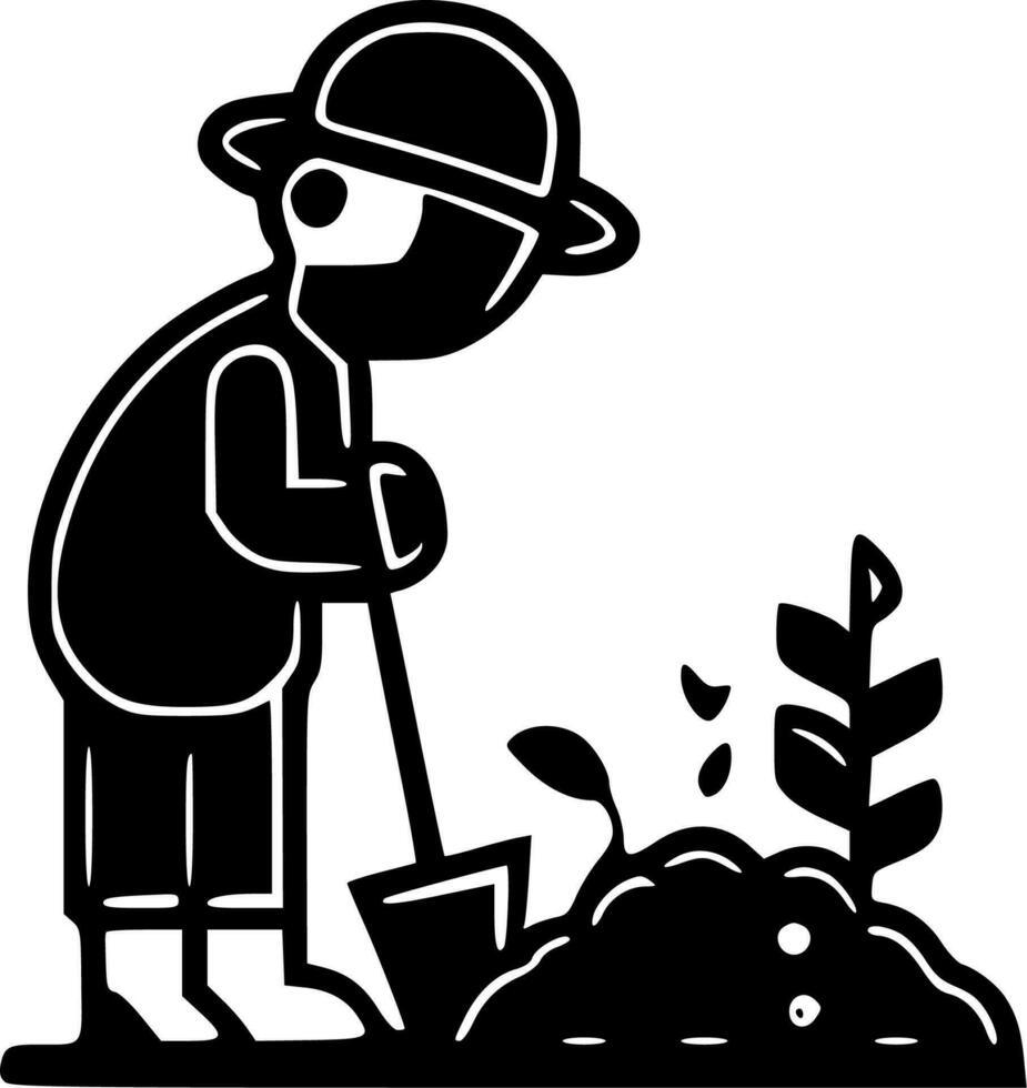 Gardening - Black and White Isolated Icon - Vector illustration