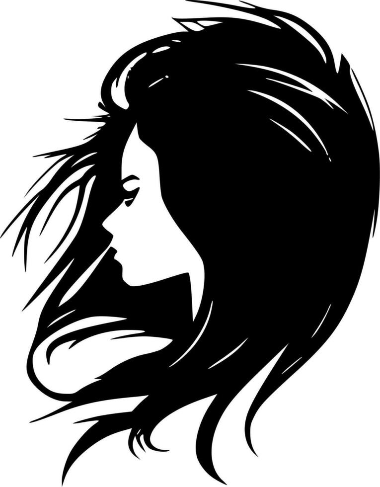 cabello, negro y blanco vector ilustración