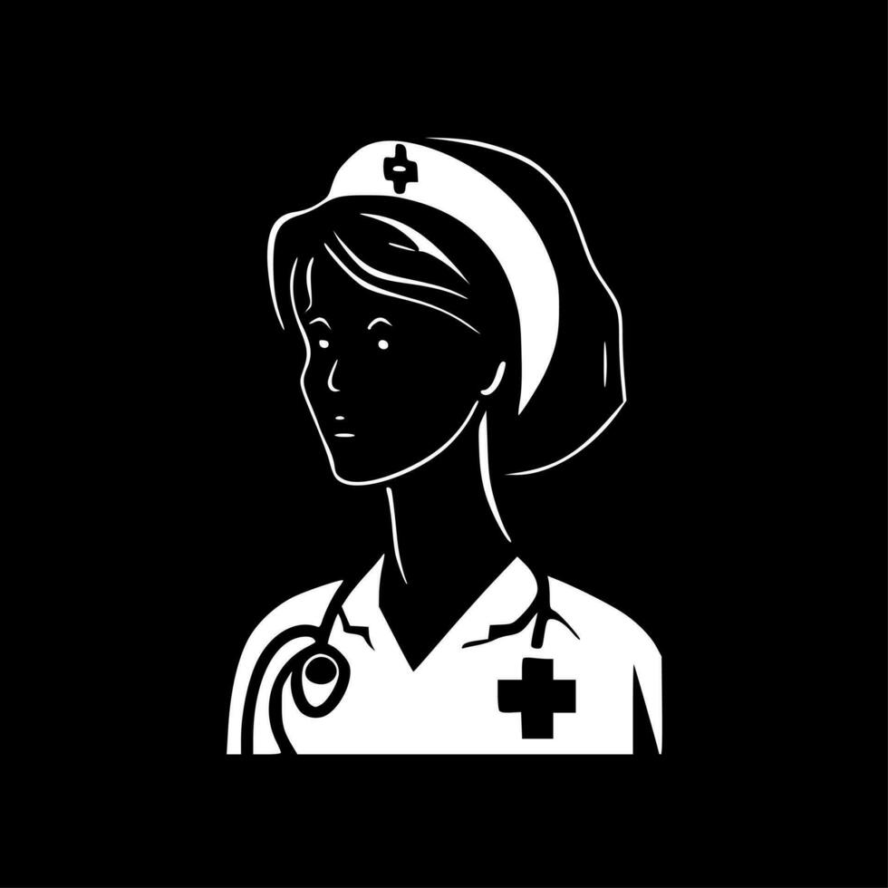 Nursing, Black and White Vector illustration