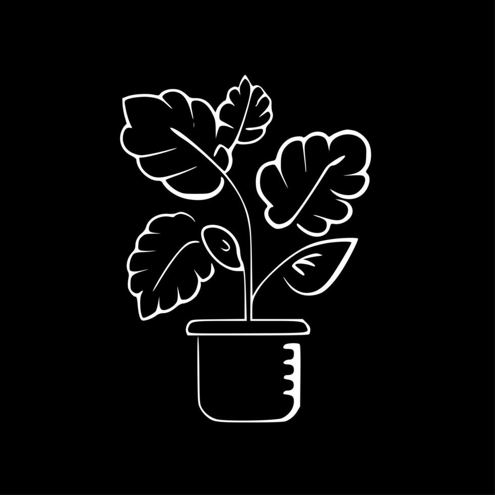 planta - negro y blanco aislado icono - vector ilustración