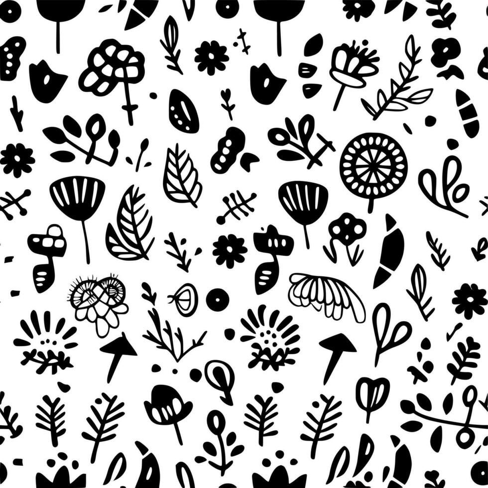 Seamless Pattern, Black and White Vector illustration