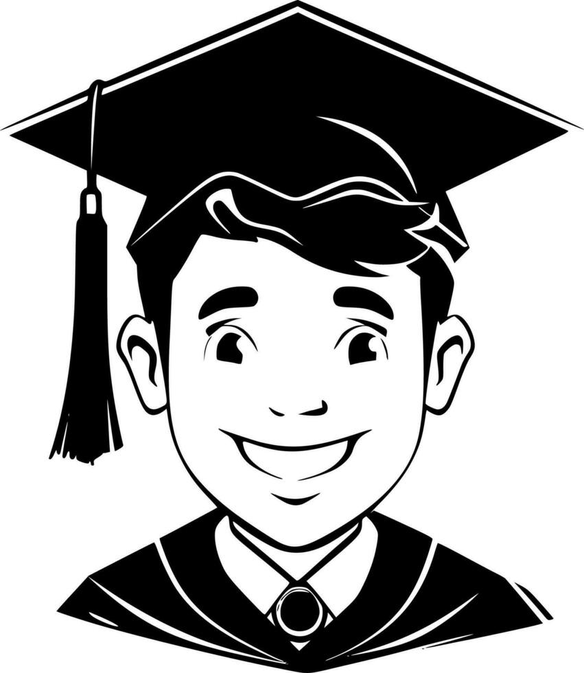 graduación - negro y blanco aislado icono - vector ilustración