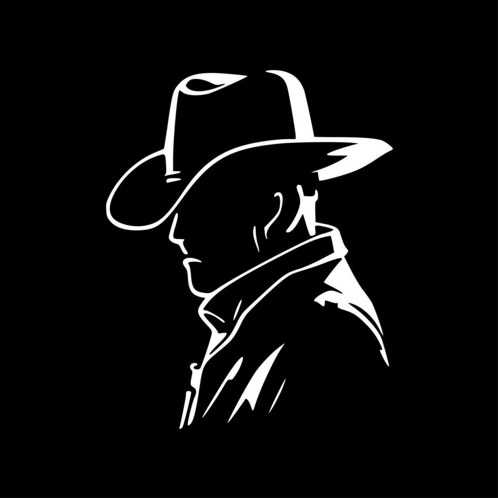 Cowboy, Black and White Vector illustration