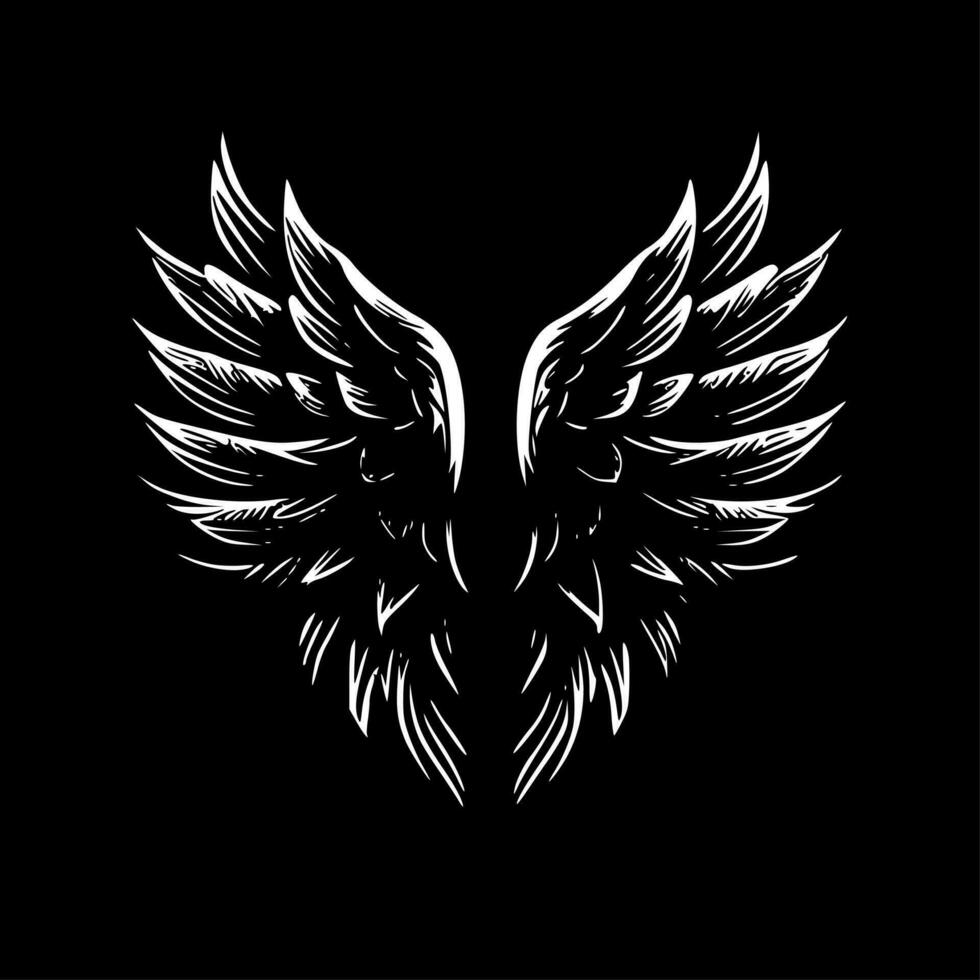 Wings, Black and White Vector illustration