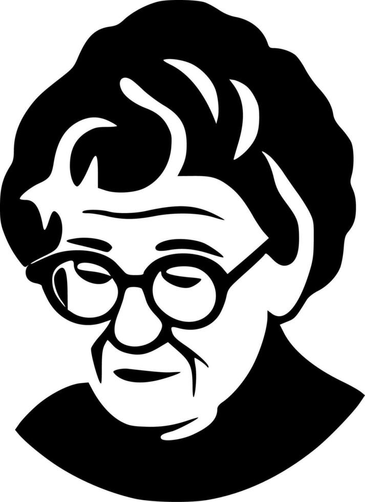 Grandma - Black and White Isolated Icon - Vector illustration