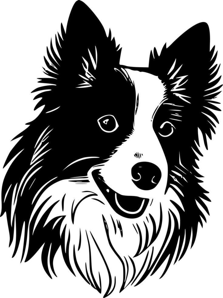 frontera collie, negro y blanco vector ilustración