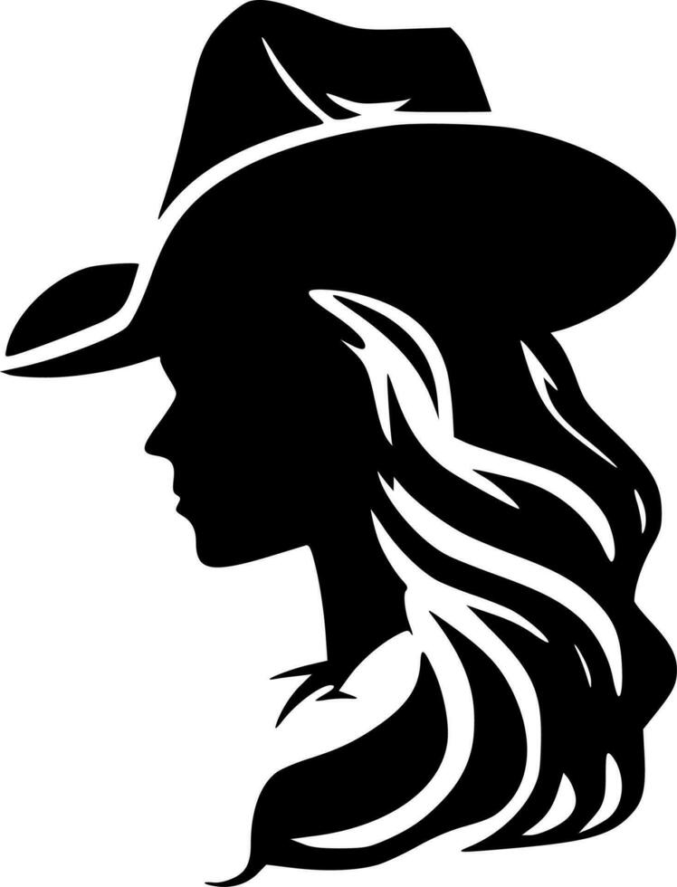 Cowgirl - Black and White Isolated Icon - Vector illustration