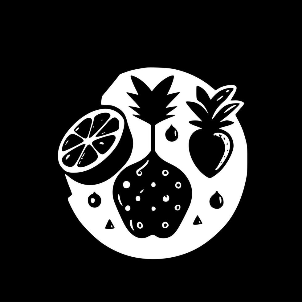 Fruit, Black and White Vector illustration