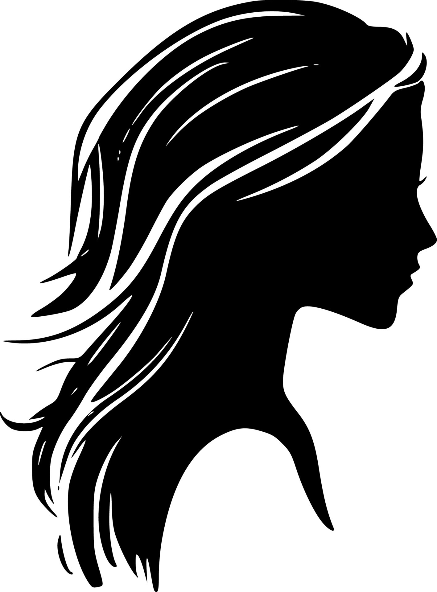 Hair, Black and White Vector illustration 24164346 Vector Art at Vecteezy