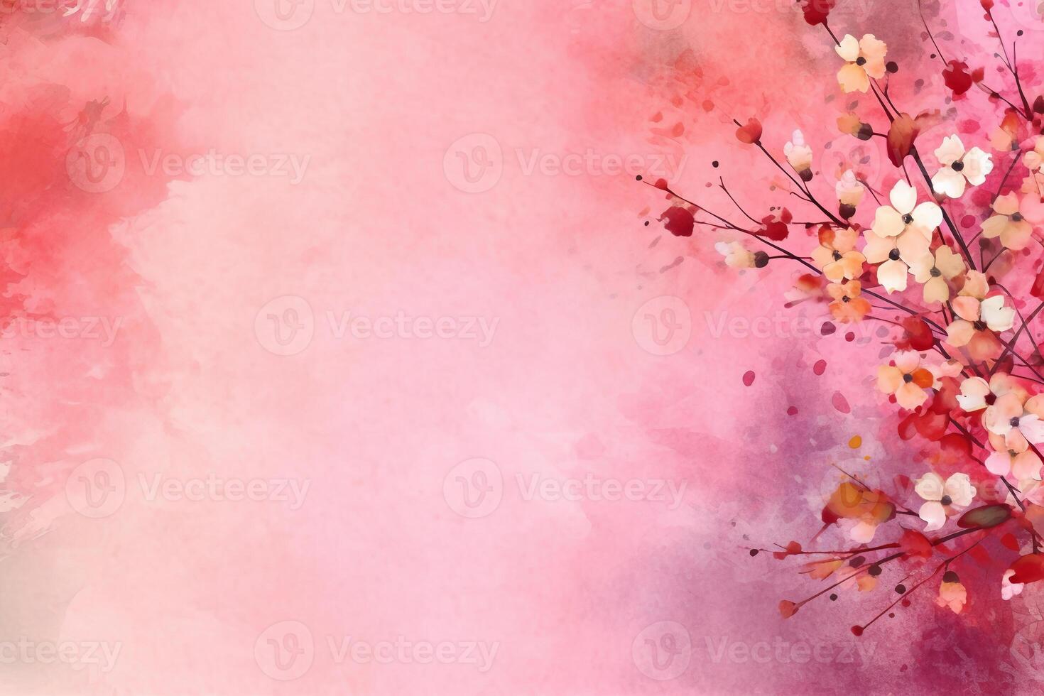 light pink background paper texture tiny petal flower painting in watercolor style. photo