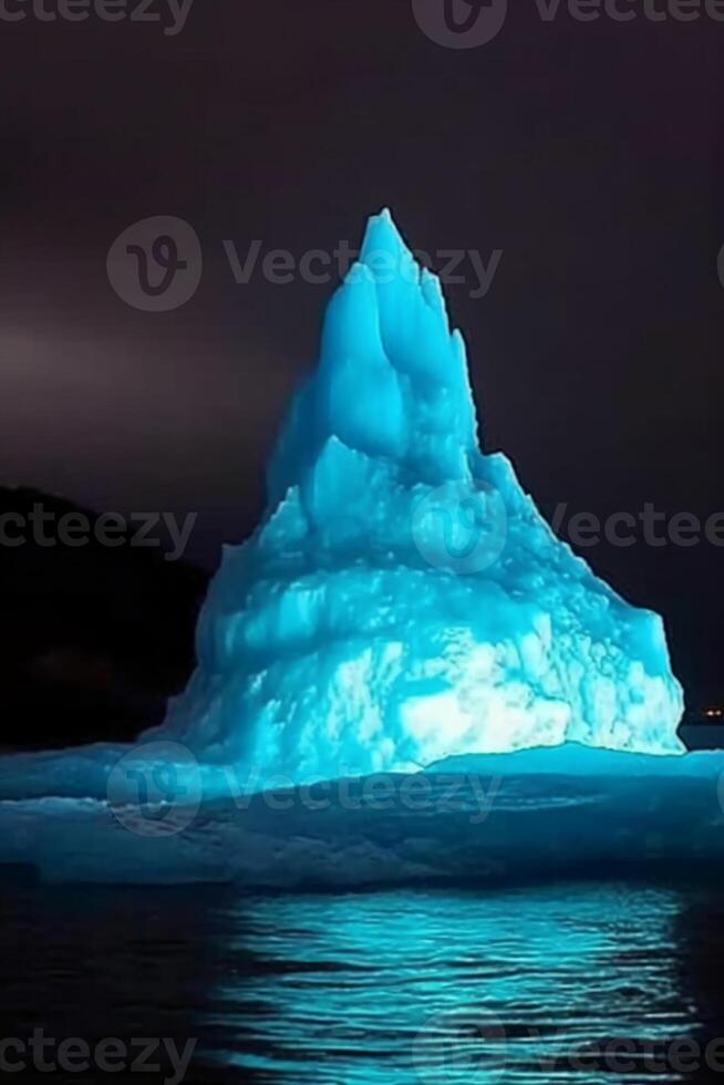 photo of luminescent iceberg, amazing nature.