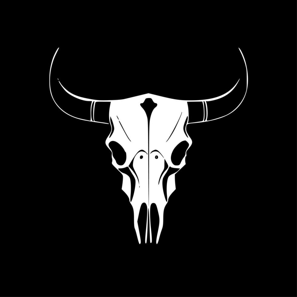 Cow Skull, Black and White Vector illustration