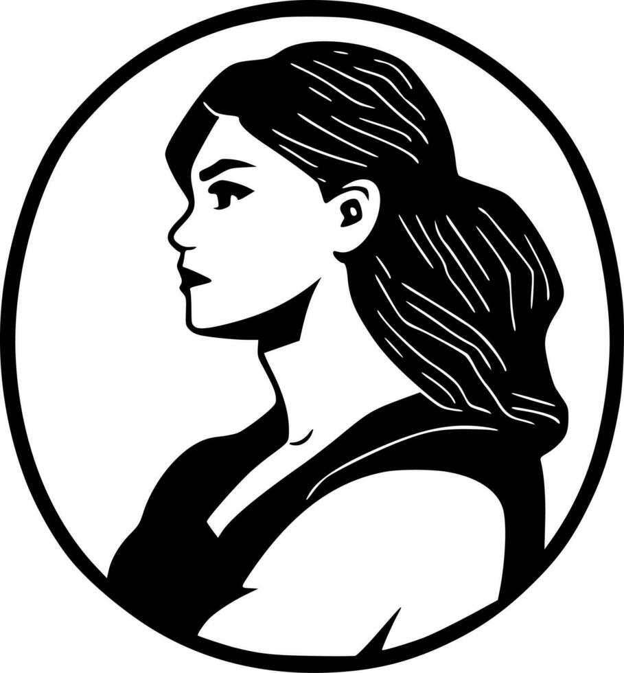 Girl Power - Black and White Isolated Icon - Vector illustration