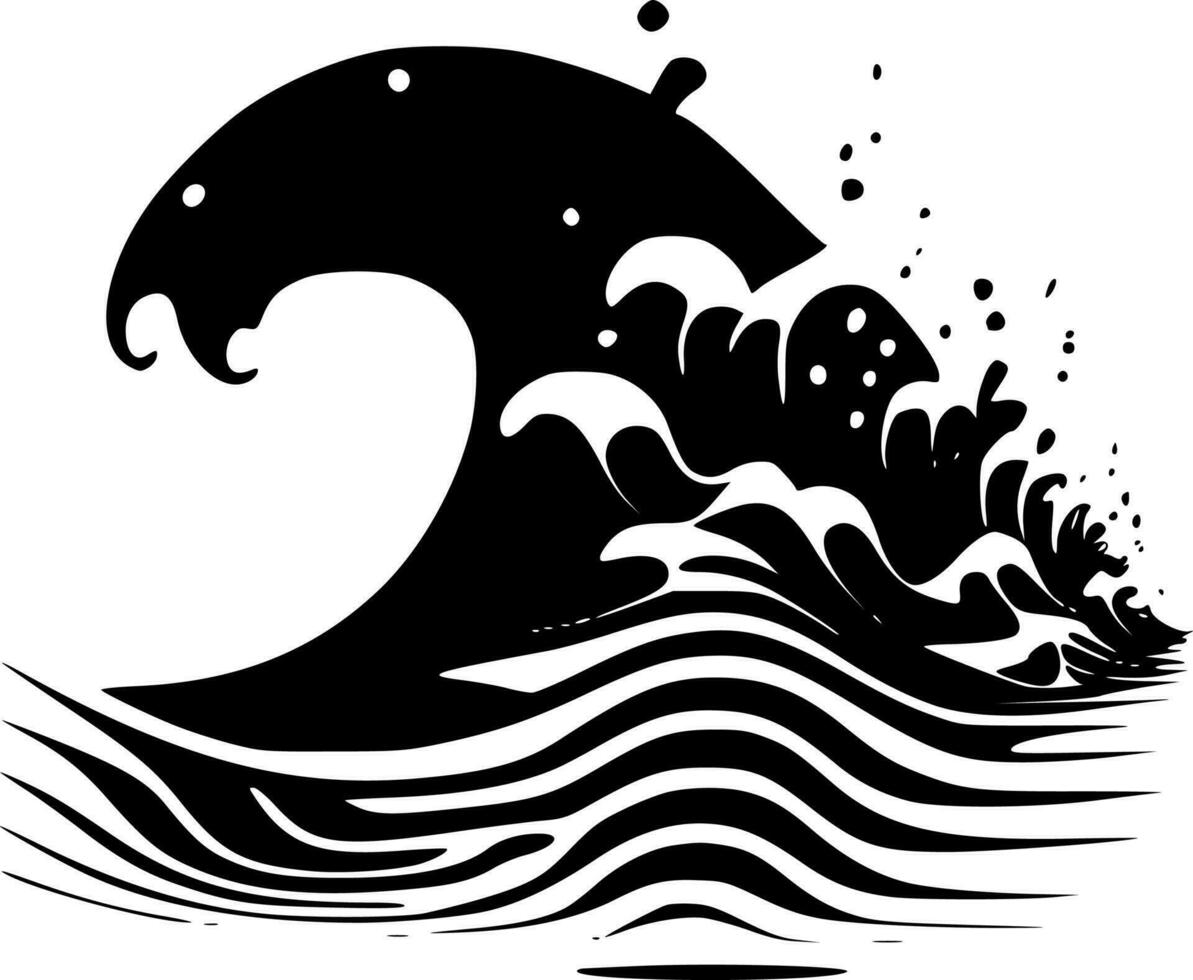Wave, Black and White Vector illustration