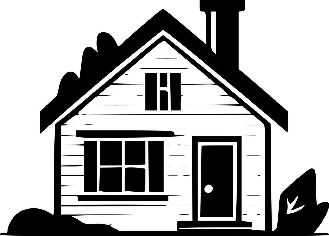hogar - negro y blanco aislado icono - vector ilustración
