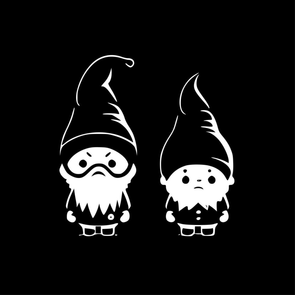 Gnomes - Black and White Isolated Icon - Vector illustration