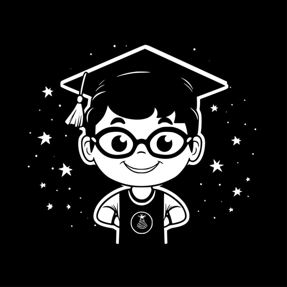 graduación - negro y blanco aislado icono - vector ilustración