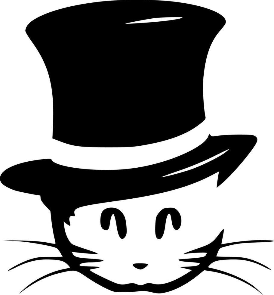 gato en el sombrero - minimalista y plano logo - vector ilustración