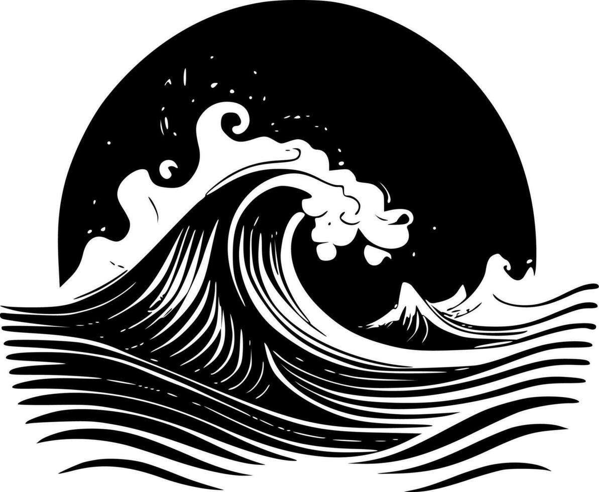 Wave, Minimalist and Simple Silhouette - Vector illustration