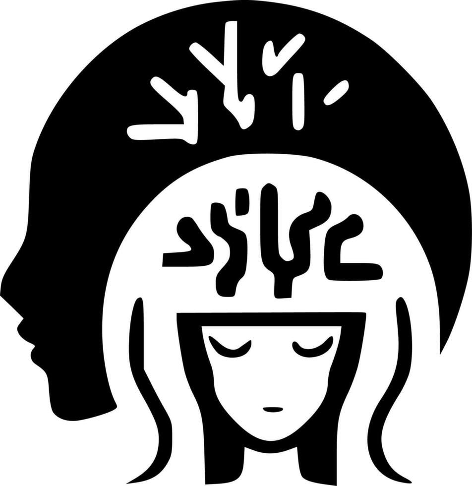 Mental Health, Black and White Vector illustration