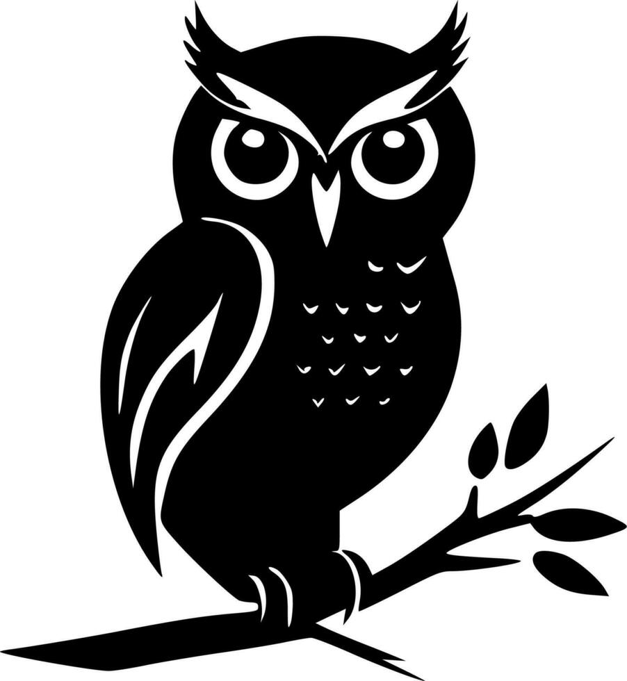 Owl, Black and White Vector illustration