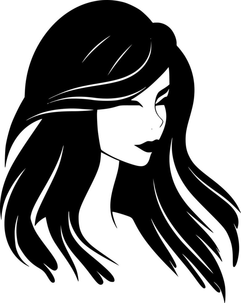 cabello, negro y blanco vector ilustración