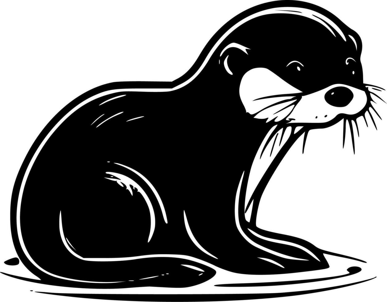 nutria - negro y blanco aislado icono - vector ilustración