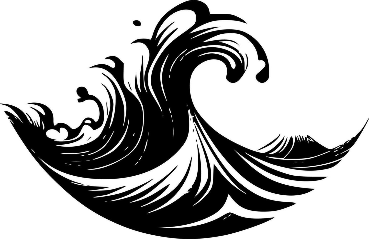 Wave, Black and White Vector illustration