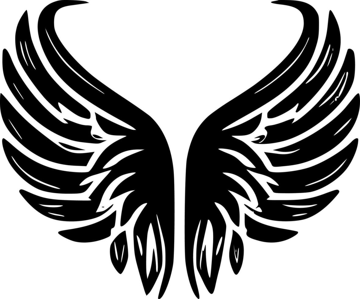 Wings, Black and White Vector illustration