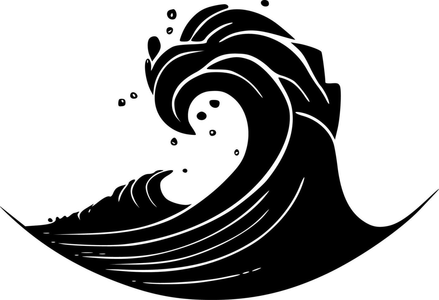 Wave, Black and White Vector illustration