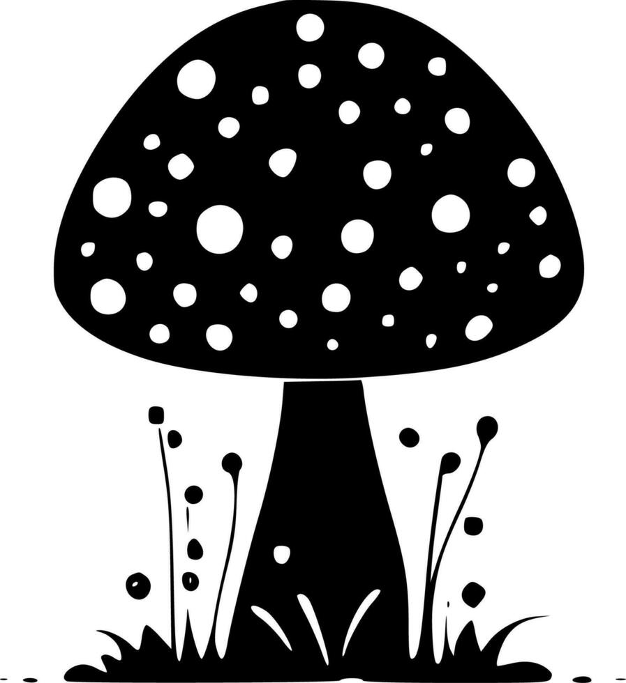 Mushroom, Black and White Vector illustration