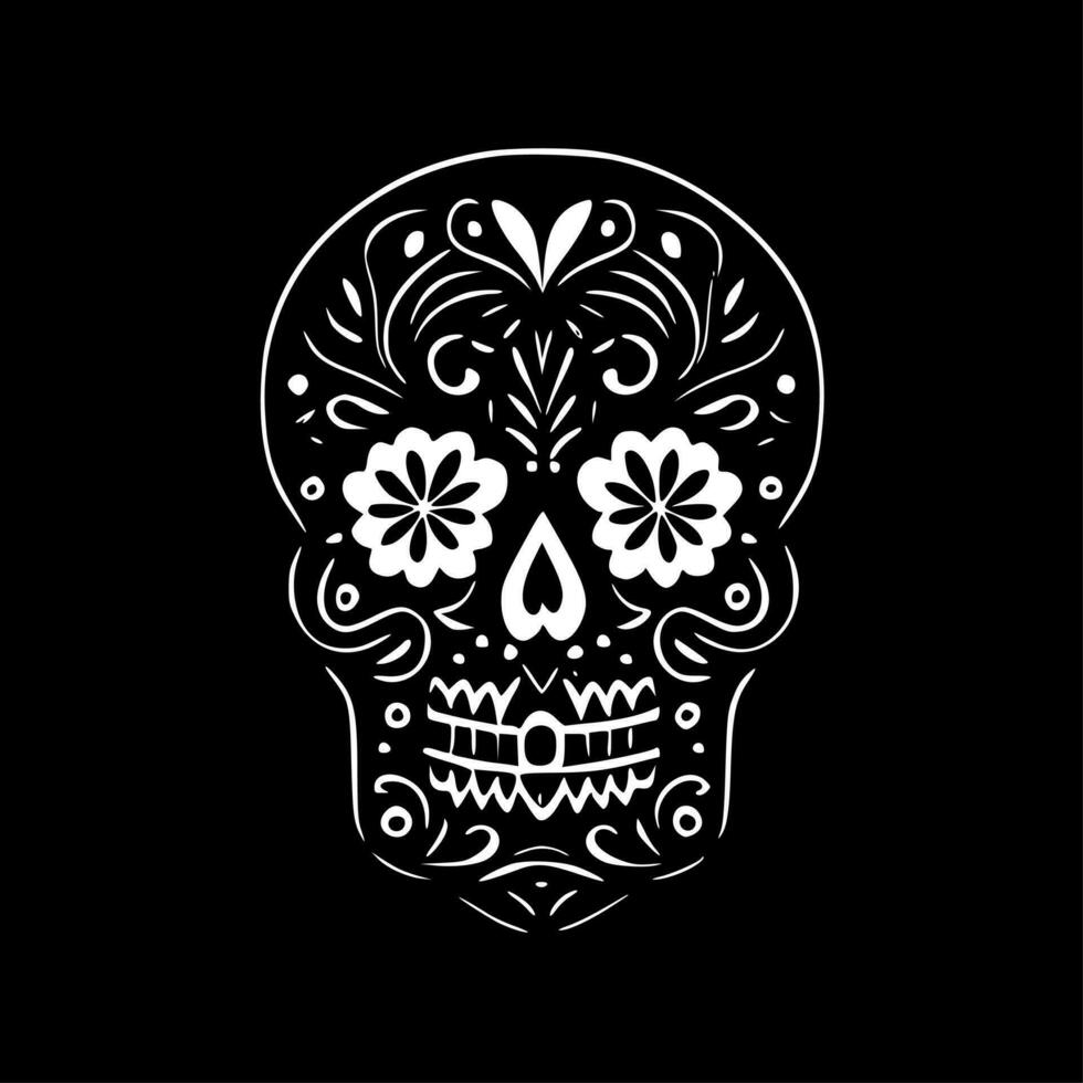 Sugar Skull, Black and White Vector illustration