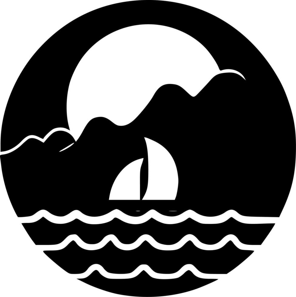 Sea - Black and White Isolated Icon - Vector illustration