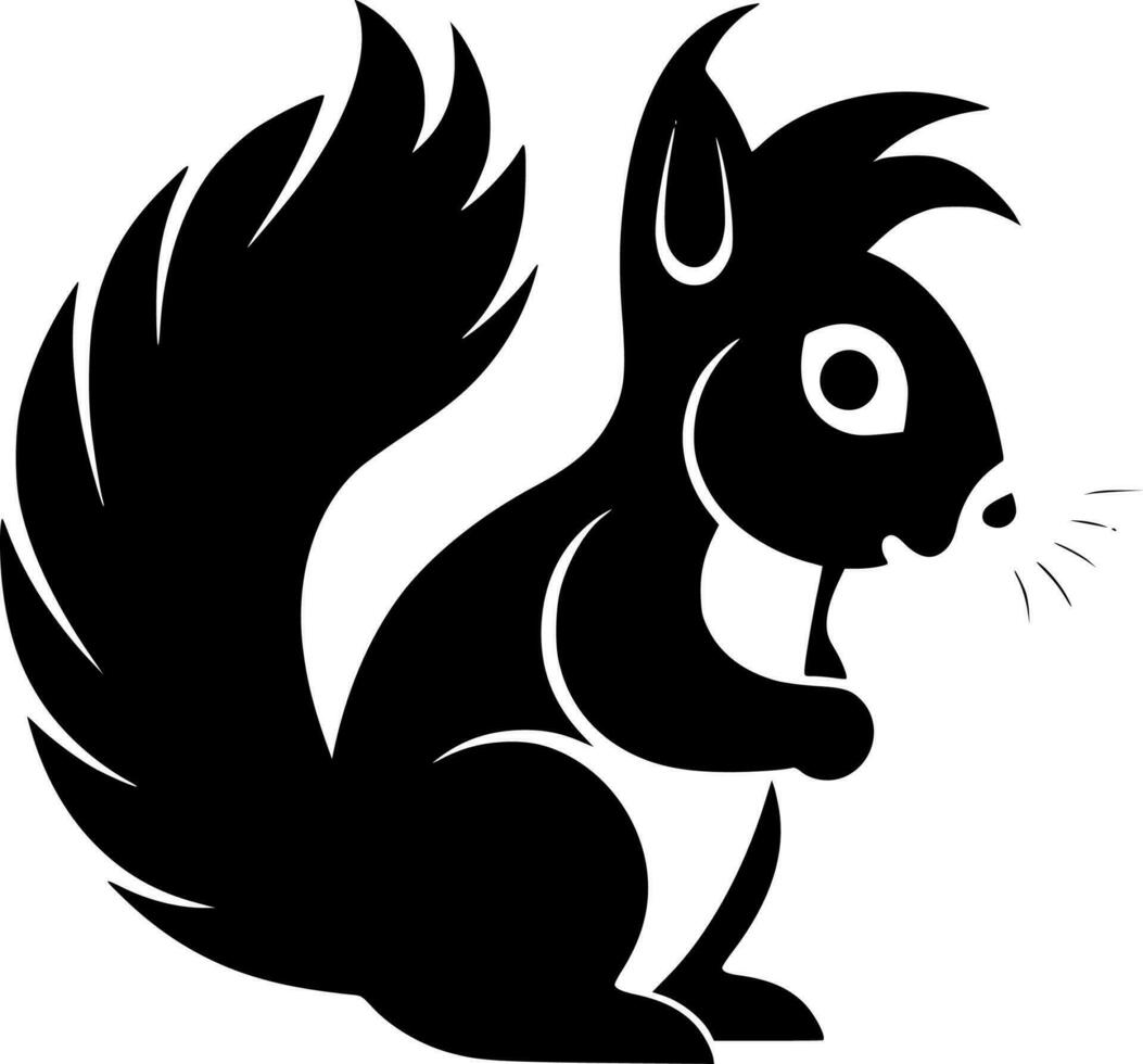 Squirrel - Black and White Isolated Icon - Vector illustration