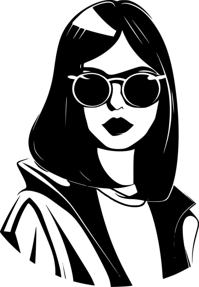 Moda niña - minimalista y plano logo - vector ilustración