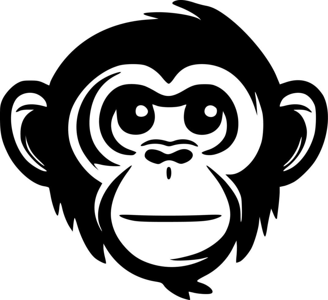 Monkey - Black and White Isolated Icon - Vector illustration