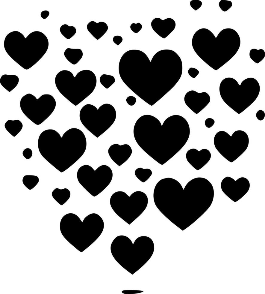 Hearts, Black and White Vector illustration
