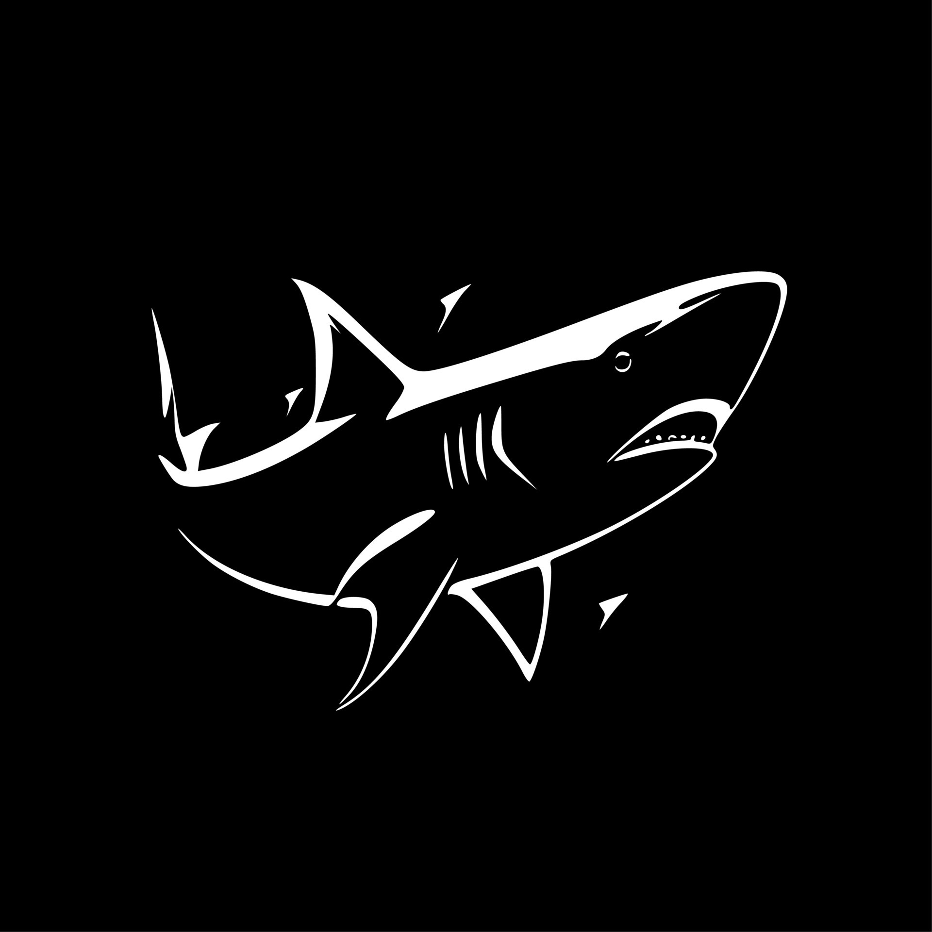 Shark, Black and White Vector illustration 24164752 Vector Art at Vecteezy