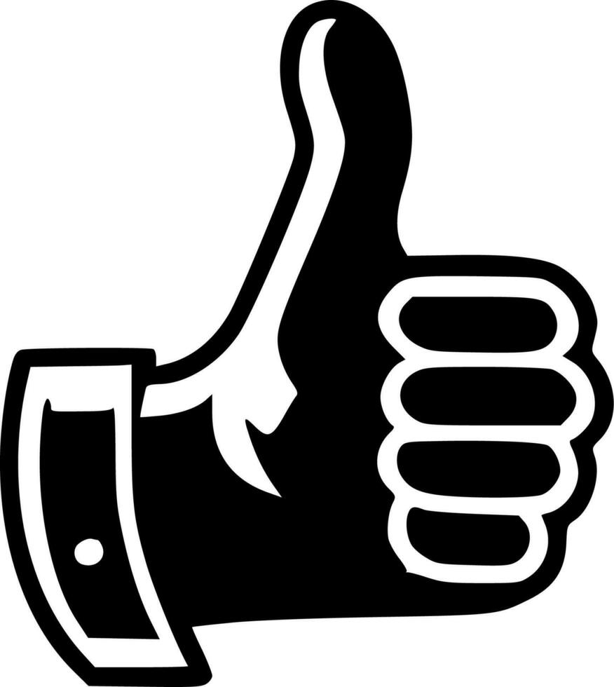 Thumbs Up, Black and White Vector illustration